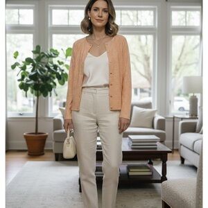 Saks Fifth Avenue Orange and White Striped Cardigan